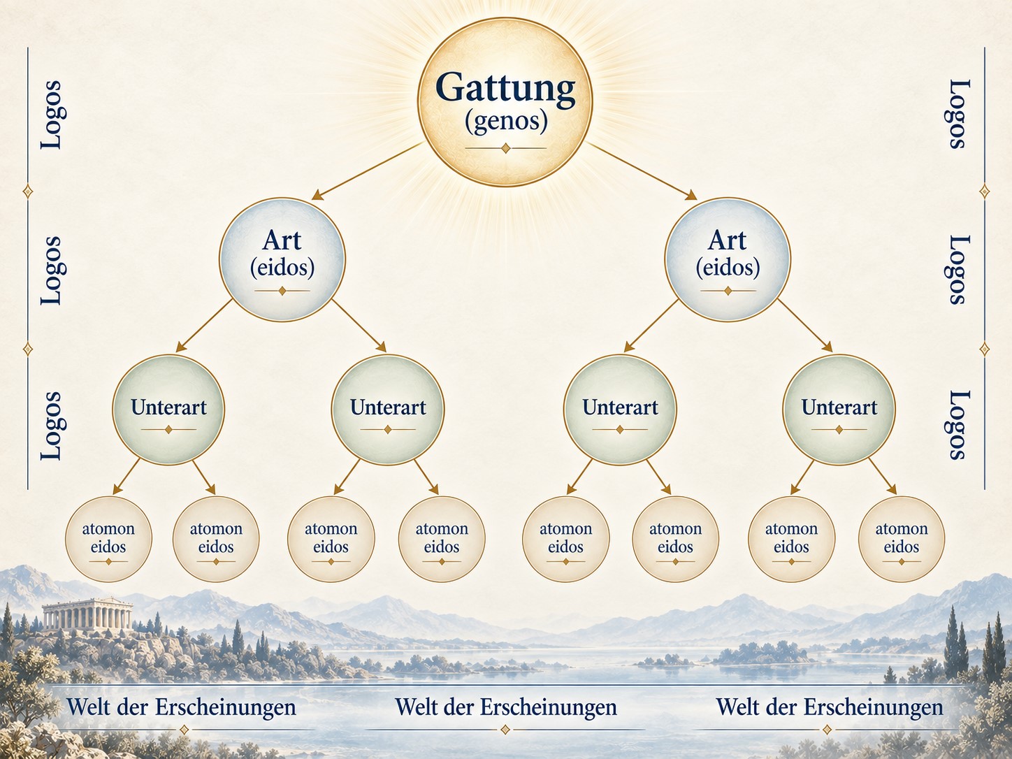 Platonischer Gattungsbaum: Genos, Eidos und atomon eidos